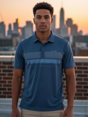 Travis Mathew Blue Golf Polo Shirt Size M
